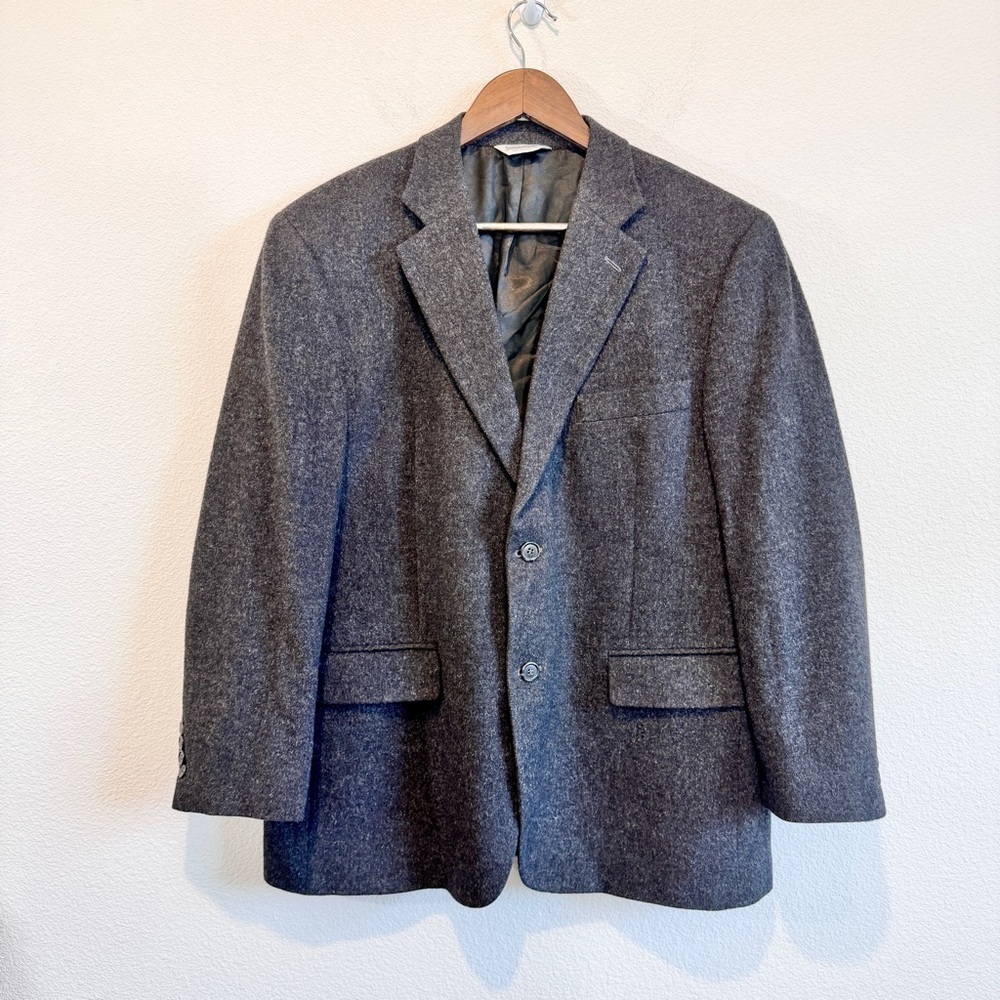 Luxury Camelhair Blazer Gray Tailored Business Office Jacket 42 Short Career